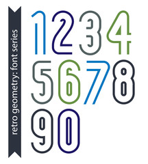Colorful delicate retro numbers set, vector light classic digits
