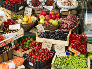 fruit and vegetable open air market in Italy - Powered by Adobe