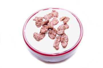 Vanilla yogurt close up