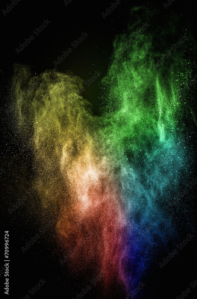 Canvas Prints colourful powder exploding isolated on black
