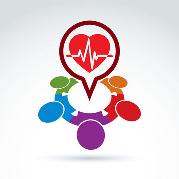 Cardiology medical and society cardiogram heart beat icon, medic