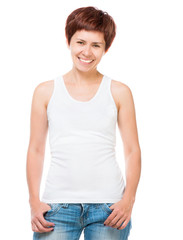 Obraz premium White t-shirt on a young woman