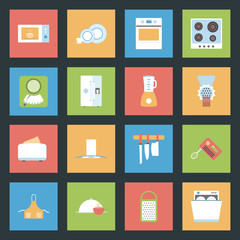 Kitchen flat icons set