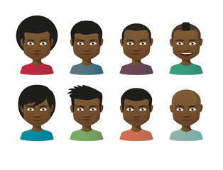 Cartoon male avatar set