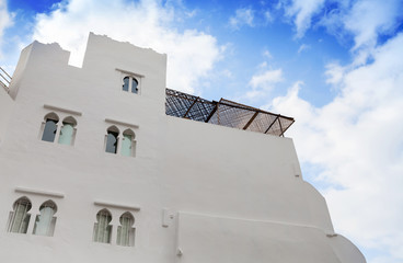 Obraz premium Street view with traditional colorful houses. Tangier, Morocco