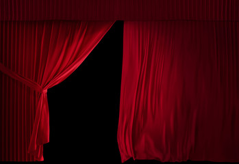 Theater Velvet red courtain half opened