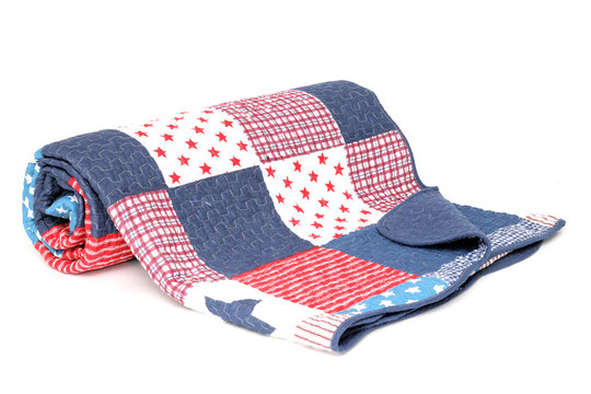 Patchworkdecke Streifen, Sterne, Karo