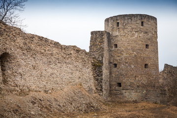 Ruined Koporye Fortress in historic village. Leningrad Oblast, R