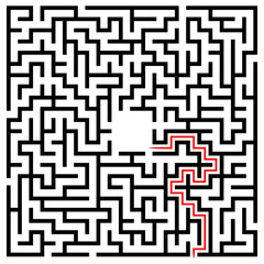 Black square maze (22x22) with help