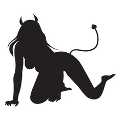 Naklejka premium Vector of beautiful sexy devil women silhouettes isolated