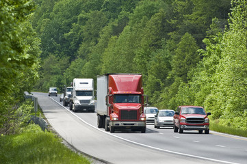 Trucking Traffic On Interstate Highway