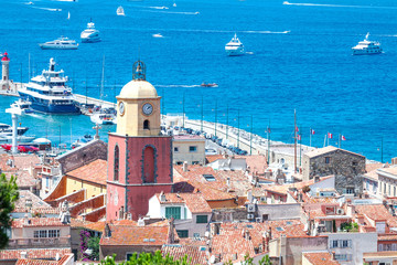 View of the bay of Saint-Tropez, France - obrazy, fototapety, plakaty