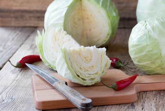 Cutted cabbage on cutting board