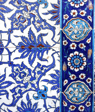 Macro view of tiles in Rustem Pasa Mosque, Istanbul