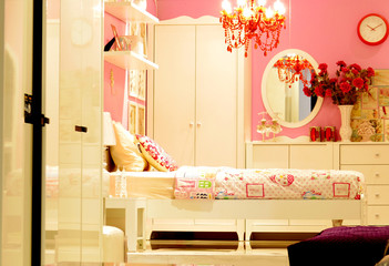 pink vintage bedroom interior design