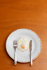 view of a fried egg on a plate