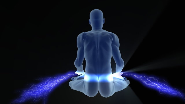 Yoga enlightenment with blue charges