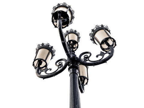 Isolated Antique Black Street Lamp