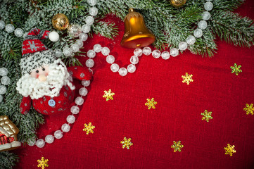 Christmas background with decorations and toys