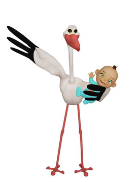 Stork with a baby boy