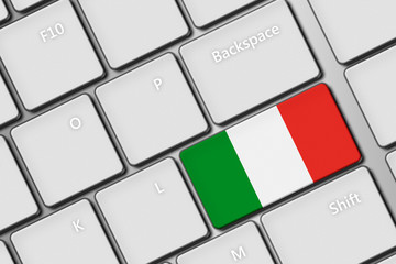 computer keyboard with Italy flag button