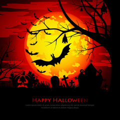 Happy Halloween background with moon and bats - 71010156
