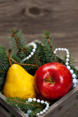 Christmas Decoration with red winter apples