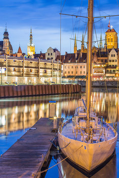 A view of a Gdansk port in the dusk, Gdansk, Poland