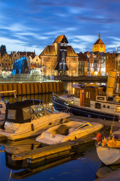 A view of a Gdansk port in the dusk, Gdansk, Poland