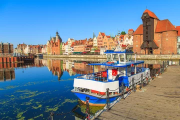 Photo sur Aluminium Ville sur leau Port de la rivière Motlawa avec la vieille ville de Gdansk, Pologne
