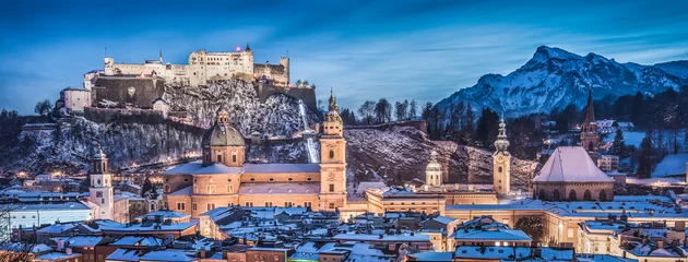 Fotobehang Salzburg cityscape in winter, Salzburger Land, Austria © JFL Photography