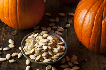 Naklejka premium Roasted Salty Pumpkin Seeds
