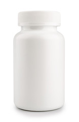 medicine white pill bottle isolated on a white background