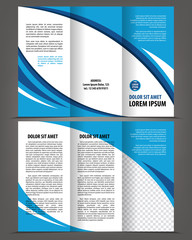 Vector empty trifold brochure template blue design - 71018127