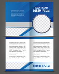Vector empty bi-fold brochure print template blue design - 71018132