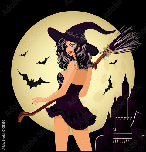 Happy Halloween Sexy Witch And Moon Vector Stock Image And Royalty Free Vector Files On 6678