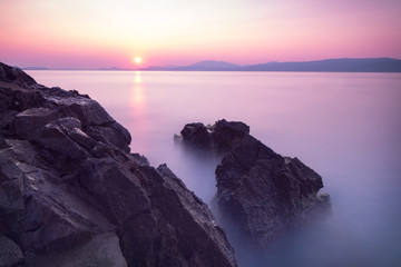 Purple sunset over sea