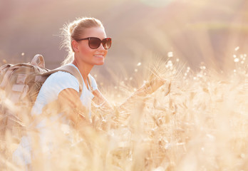 Happy traveler girl