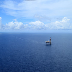 Aerial View of Offshore Jack Up Drilling Rig