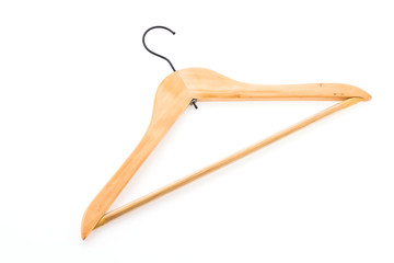 clothes hanger wooden isolated on white background