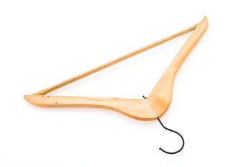clothes hanger wooden isolated on white background