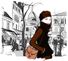 Femme sur la place Montmartre