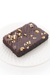 Brownie cake isolated on white background