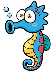 Vector illustration of seahorse cartoon