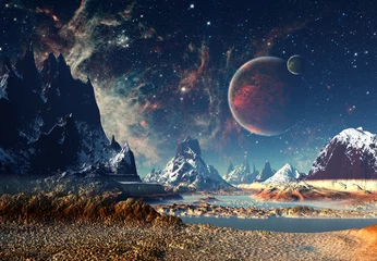Fototapete Rund Alien Planet - 3D rendered computer artwork © diversepixel