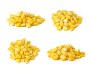 Sweet whole kernel corn on white background © nipaporn