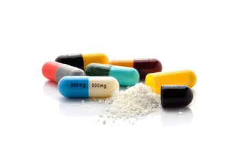 pills capsules isolated on white background