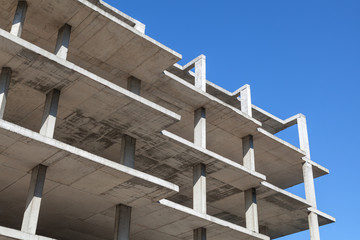 Abstract modern architecture and sky, concrete floors is under c
