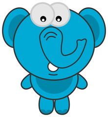 a blue elephant standing