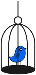 a blue bird in a cage